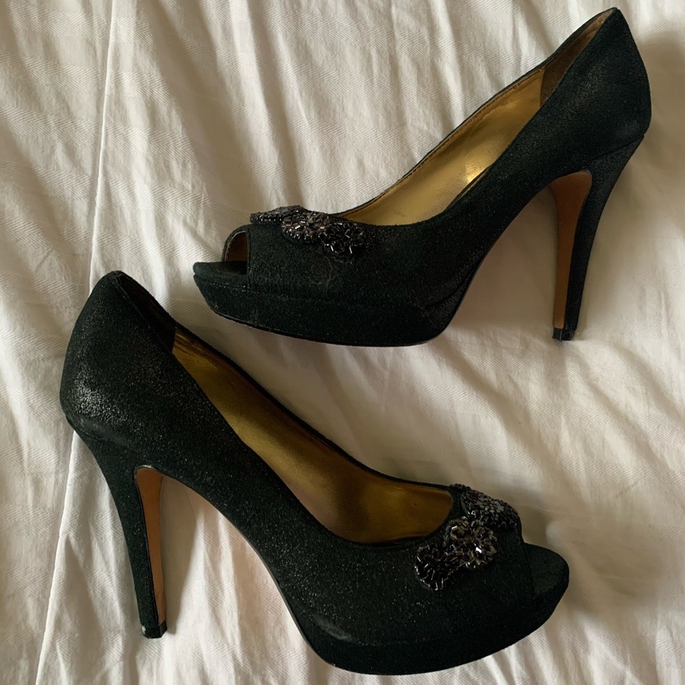 Antonio Melani black open toe heels